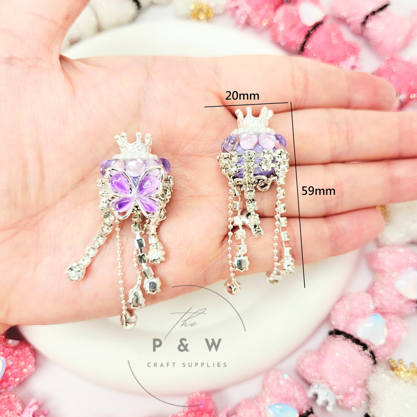 N J1 - Butterfly Crown Tassel Beads