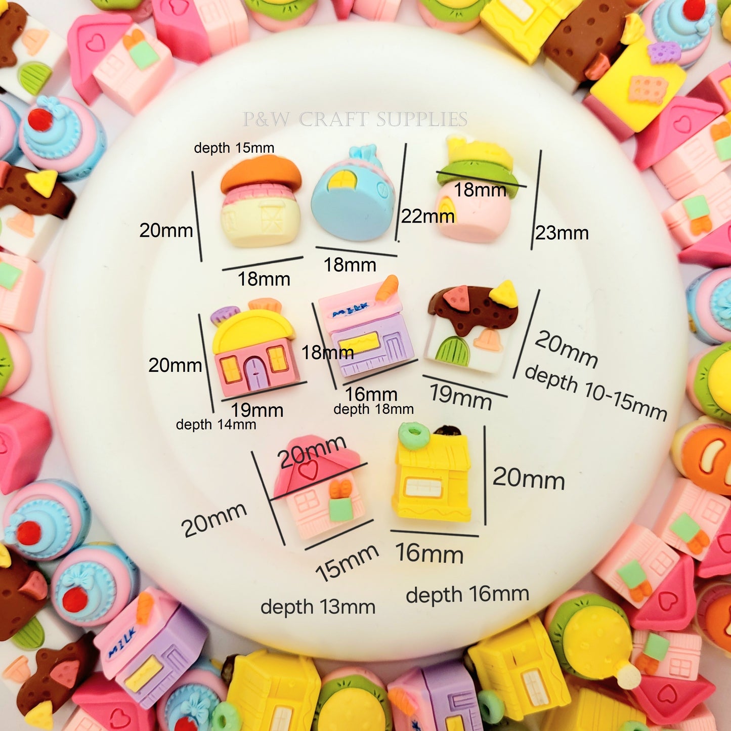Label O35-Whimsical Dessert Town Charms D