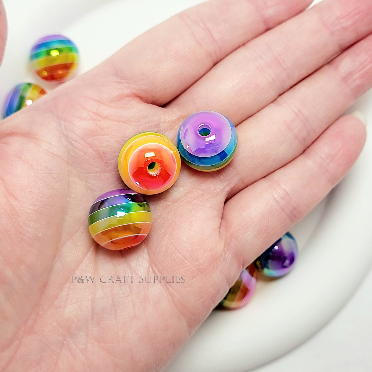 Label 533-Rainbow Striped Beads D