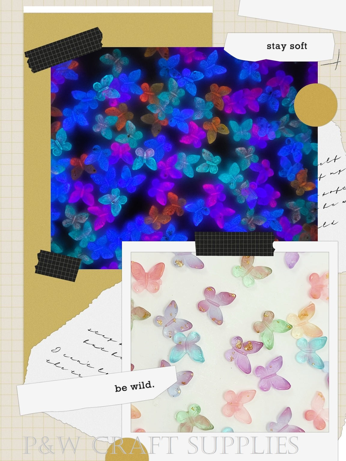 Label 142-Golden Flow Butterfly Nail Charms D