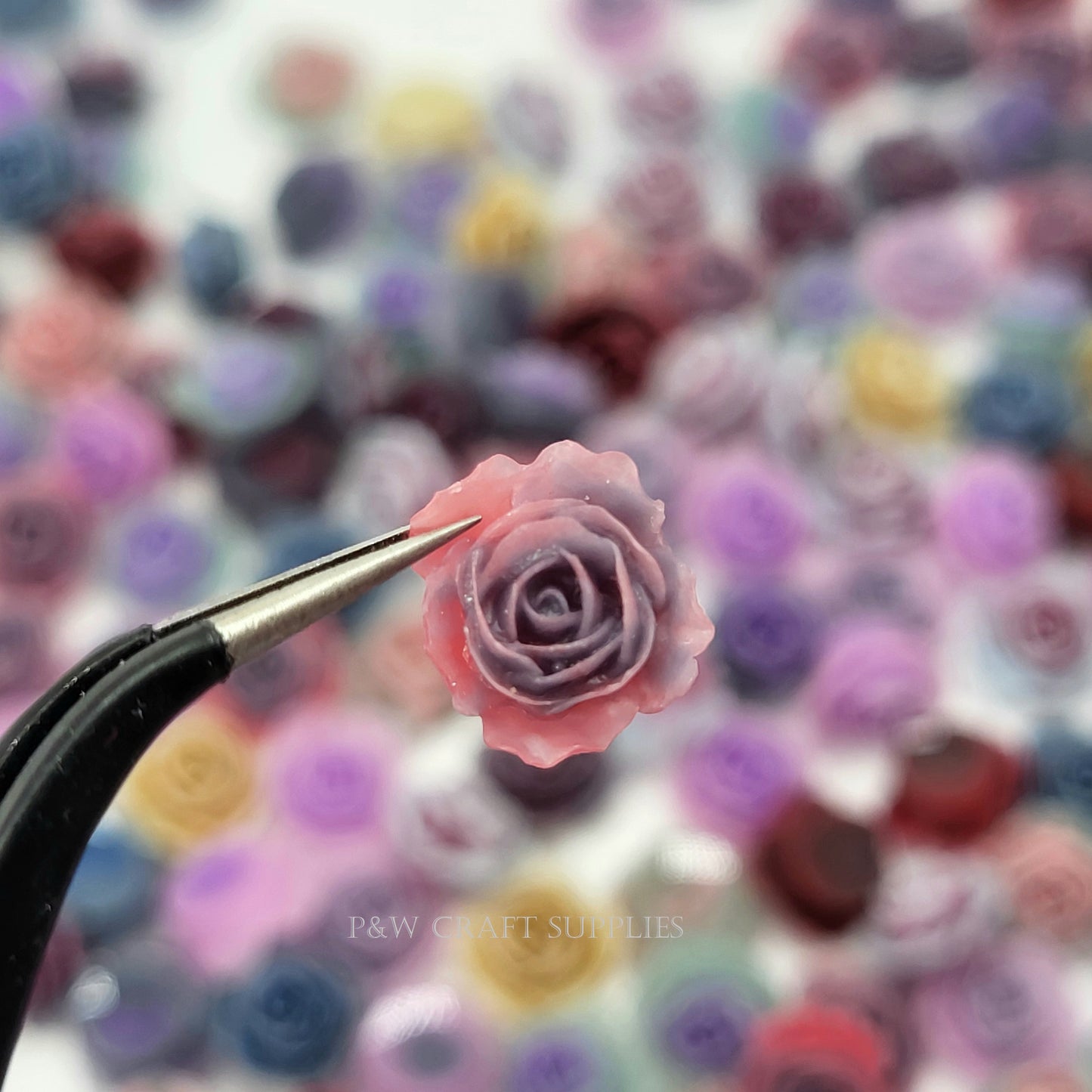 Label 529-Pastel Bloom Resin Roses-10mm D