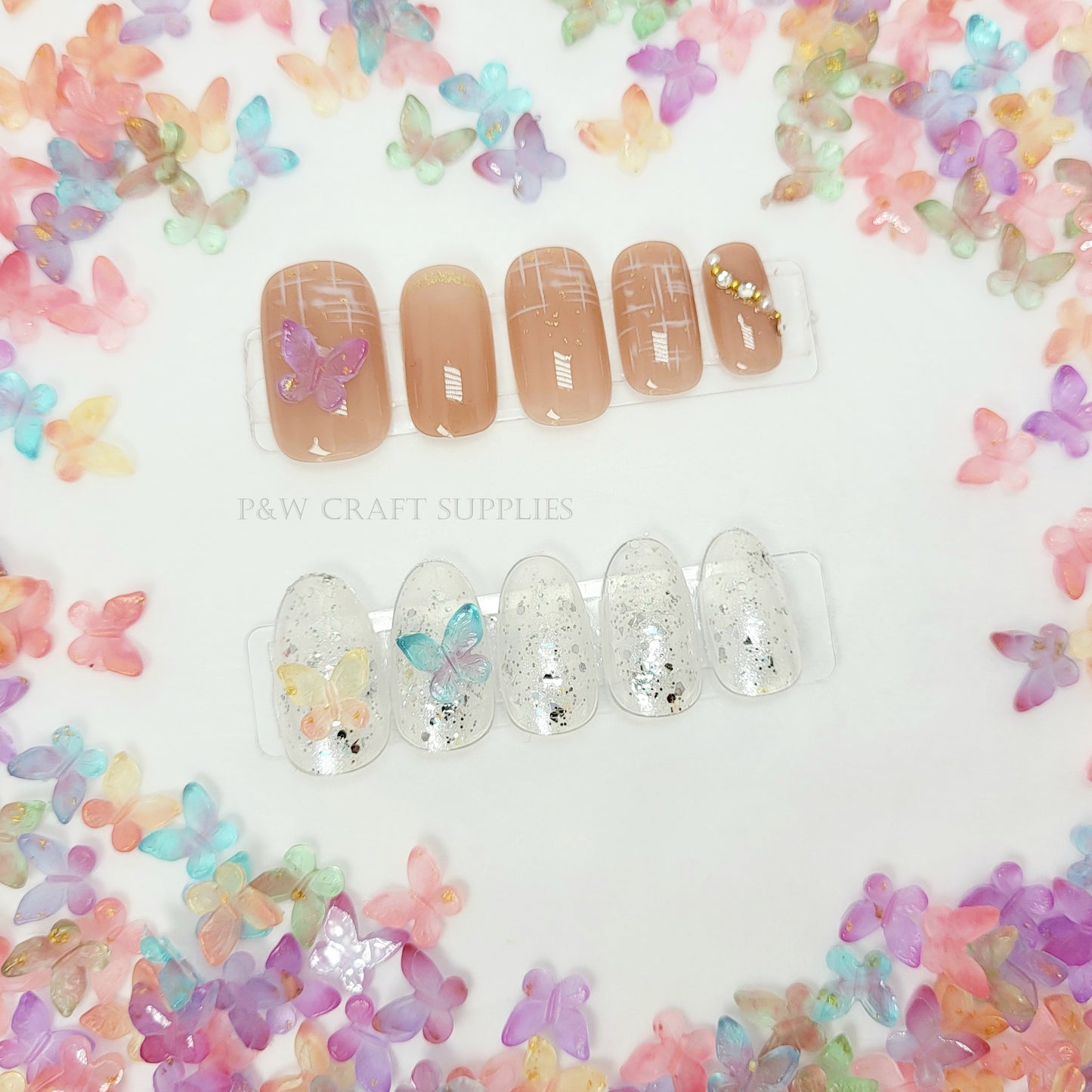 Label 142-Golden Flow Butterfly Nail Charms D