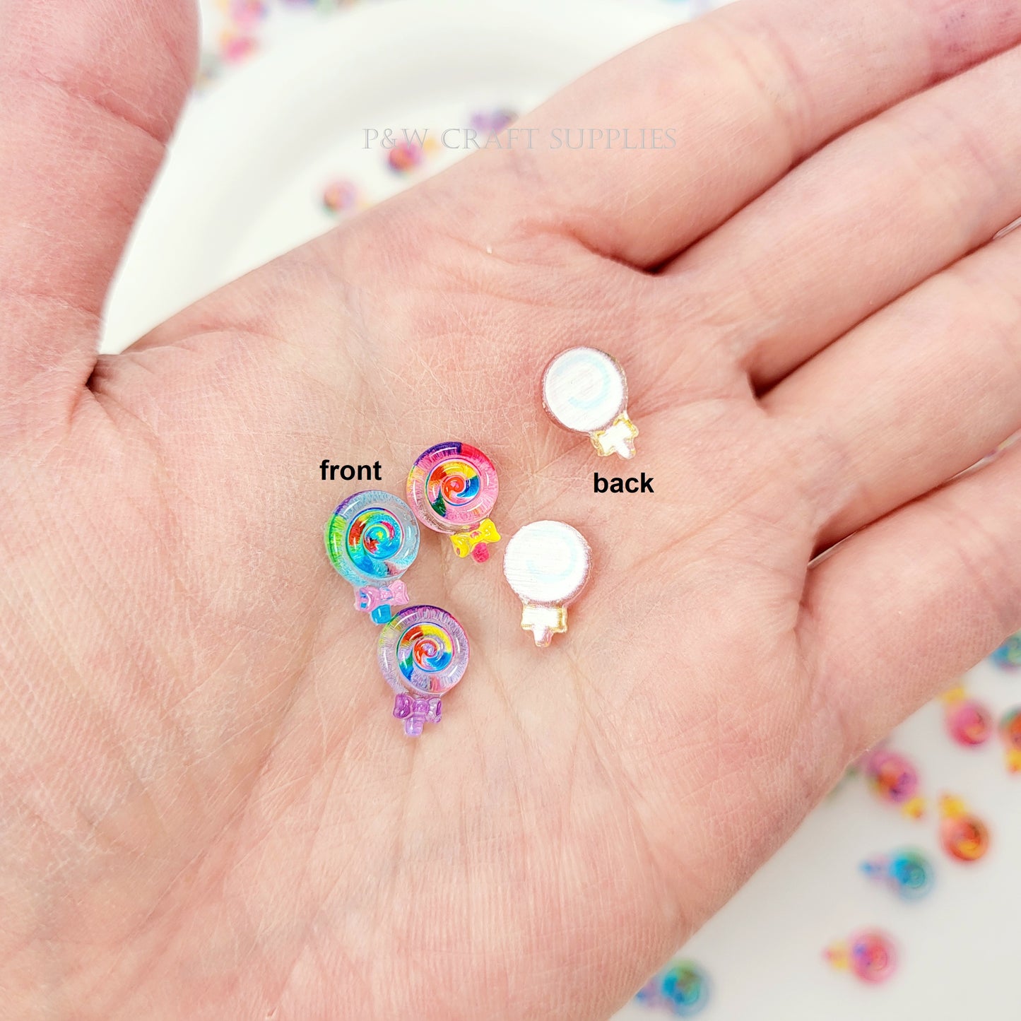 Label 19-Rainbow Candy Swirl Nail Charms D