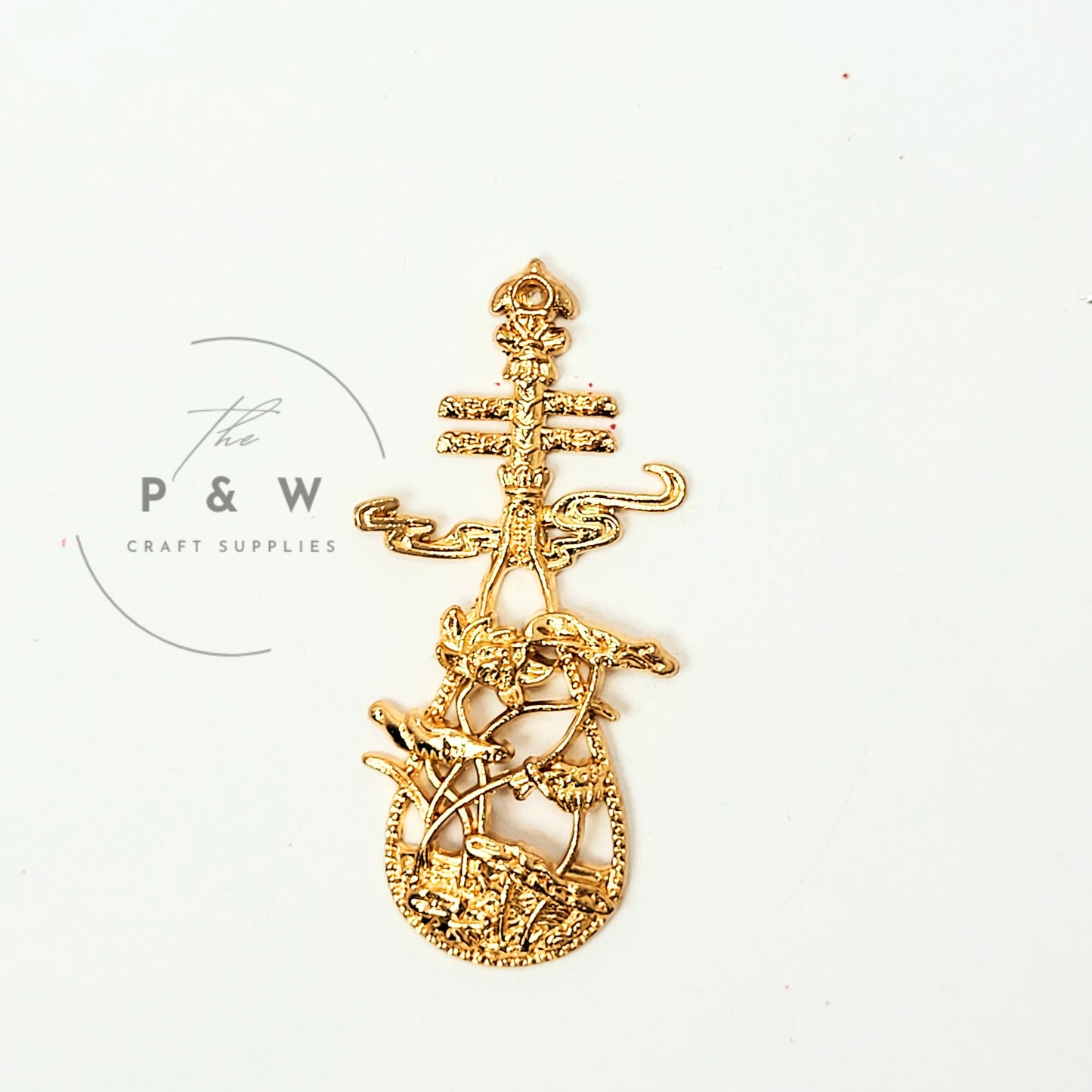 N COD1 - Alloy Filigree Pipa Pendant