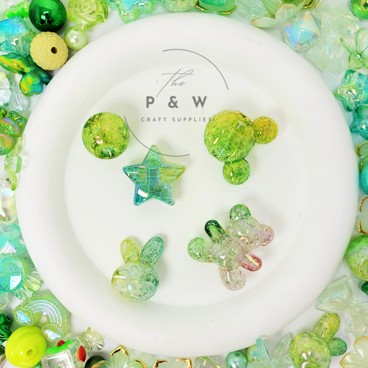 N M467 - Green Colour-Themed Beads