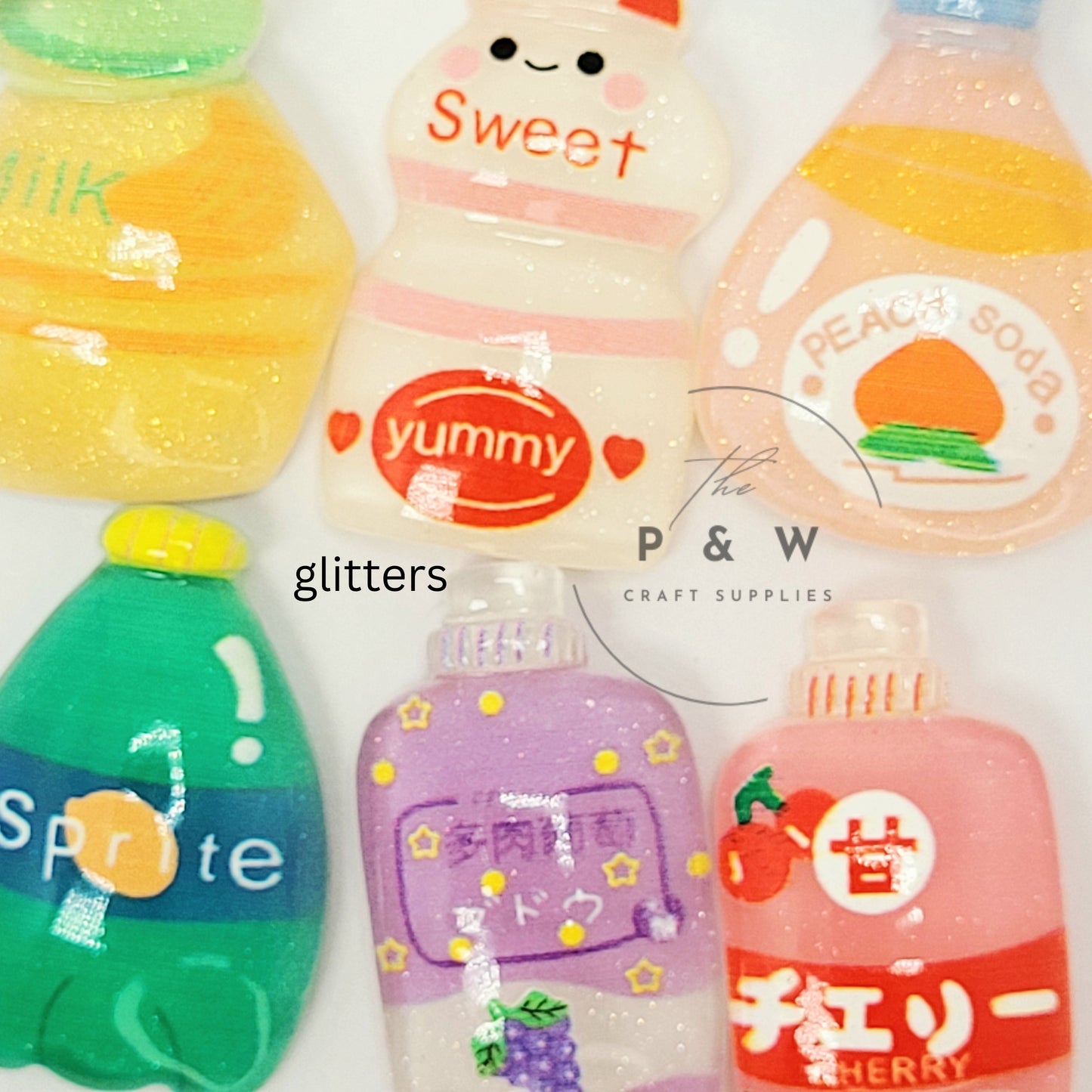 N L31 - Glitter Drink Bottle Flatback Charms