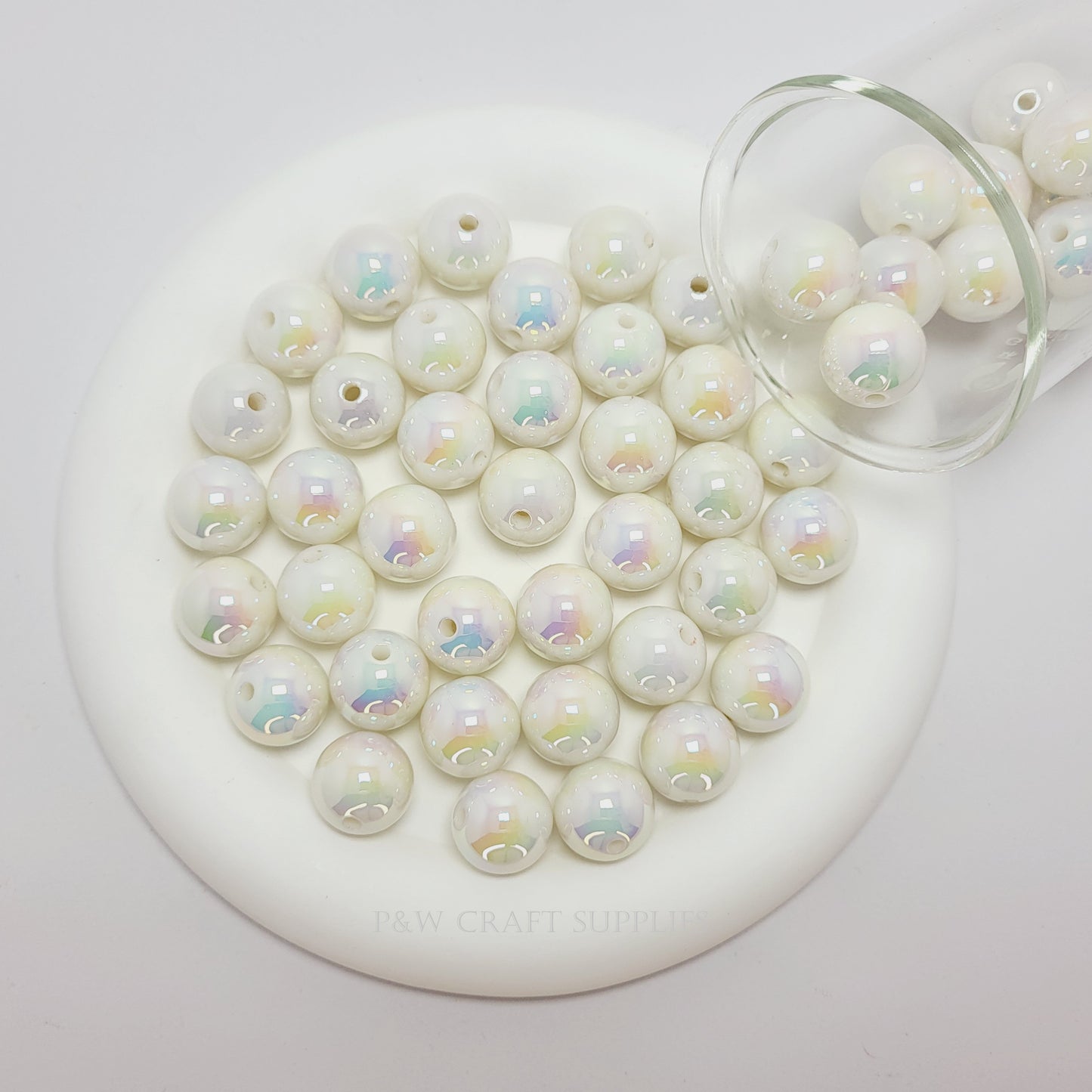 Label 5412-White Glossy Beads D