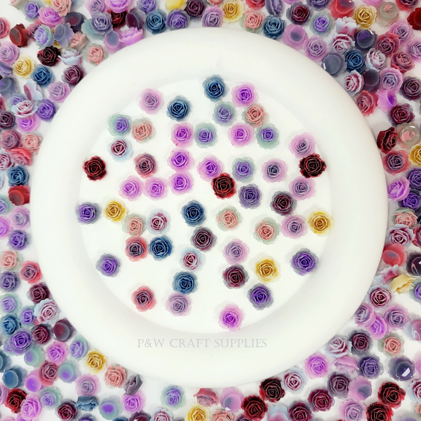 Label 529-Pastel Bloom Resin Roses-10mm D