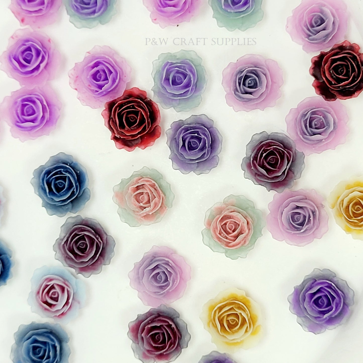 Label 529-Pastel Bloom Resin Roses-10mm D