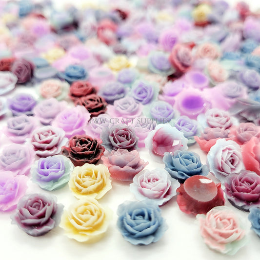 Label 529-Pastel Bloom Resin Roses-10mm D