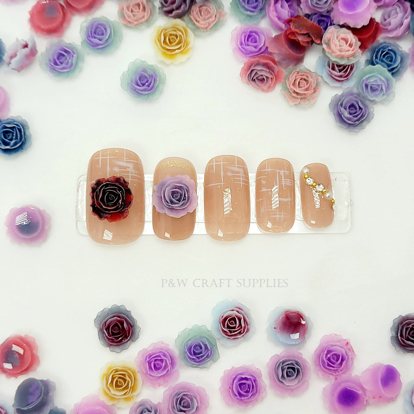 Label 529-Pastel Bloom Resin Roses-10mm D