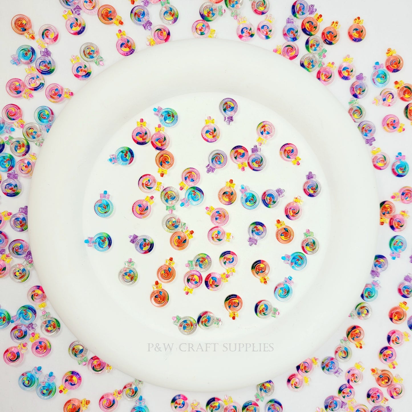 Label 19-Rainbow Candy Swirl Nail Charms D