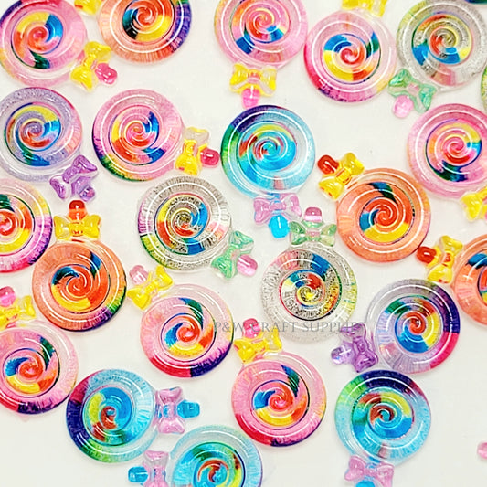 Label 19-Rainbow Candy Swirl Nail Charms D