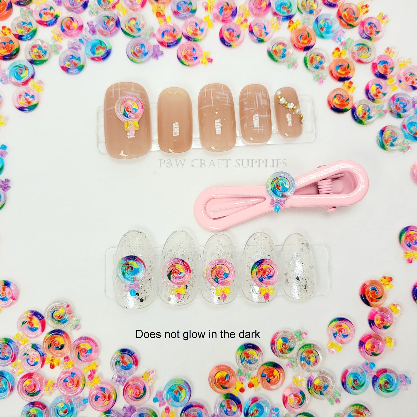 Label 19-Rainbow Candy Swirl Nail Charms D