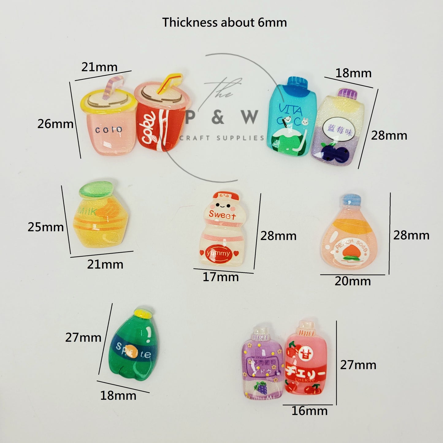 N L31 - Glitter Drink Bottle Flatback Charms