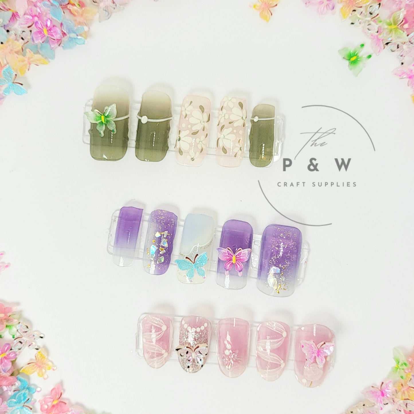 N 301 - Enchanted Glow Butterfly Nail Charms