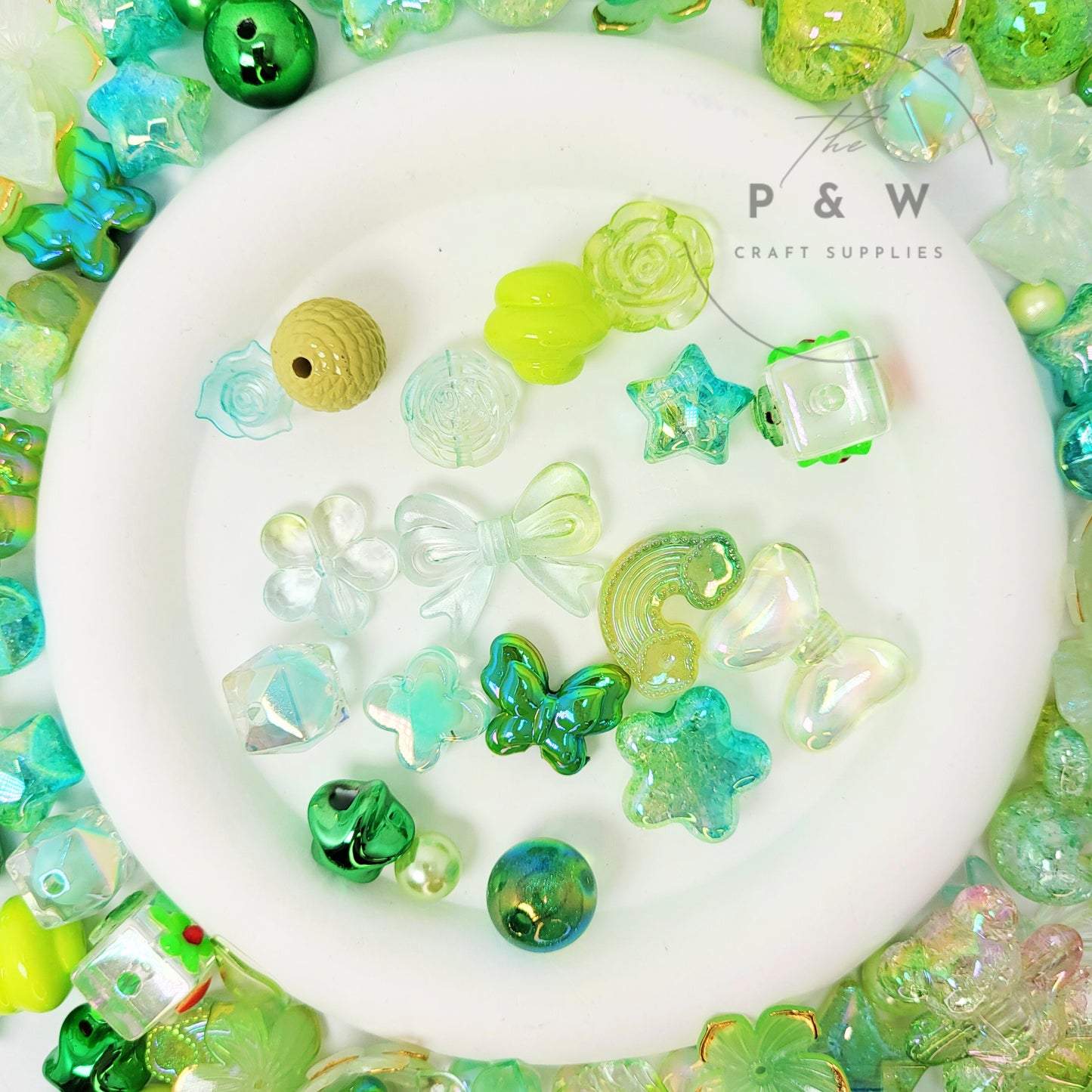 N M467 - Green Colour-Themed Beads