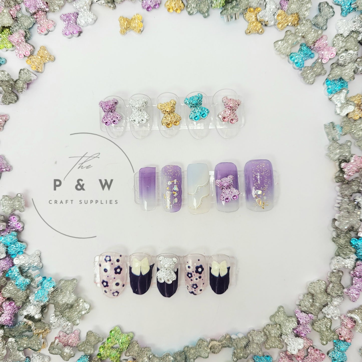 N 131 - Glitter Bear Nail Charms