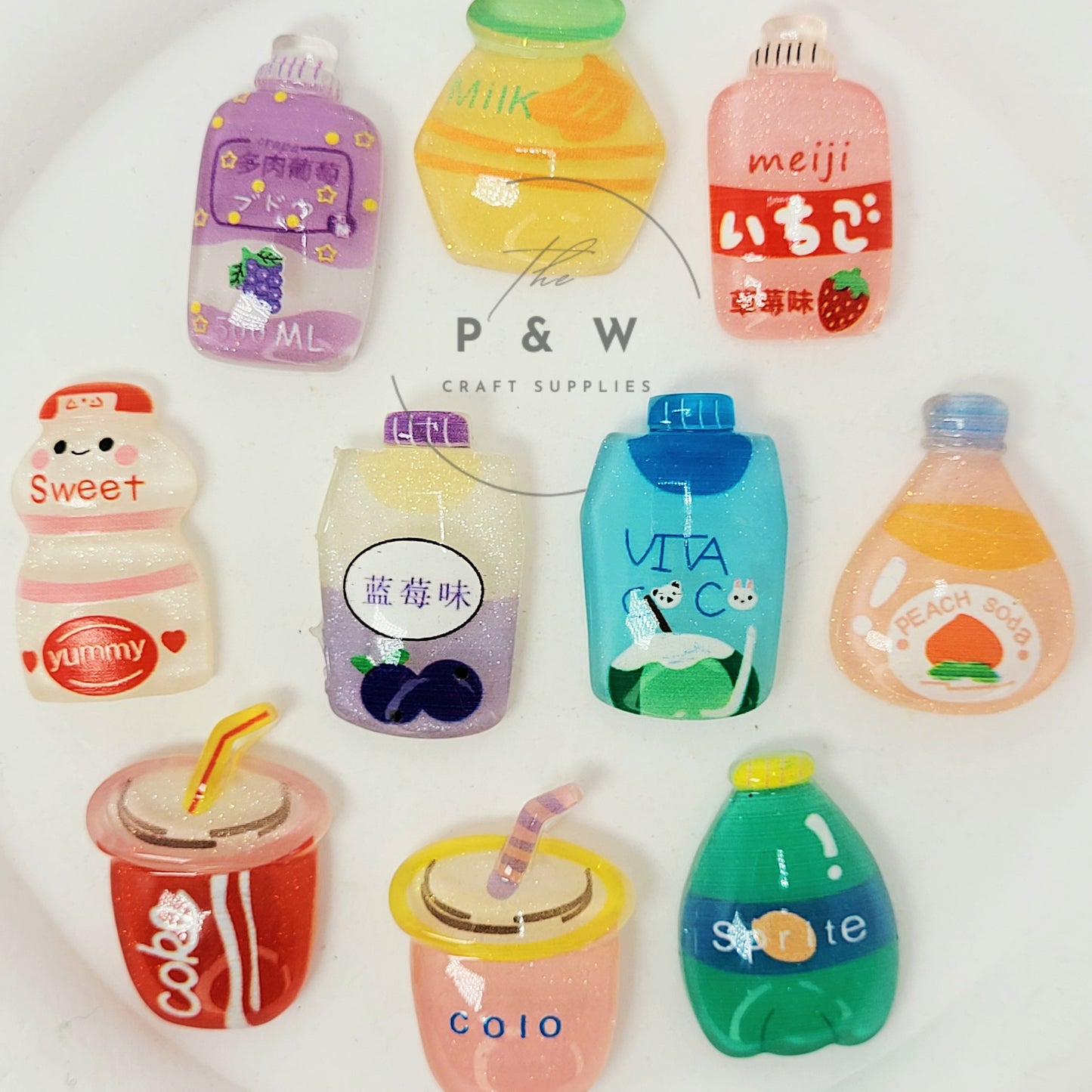 N L31 - Glitter Drink Bottle Flatback Charms