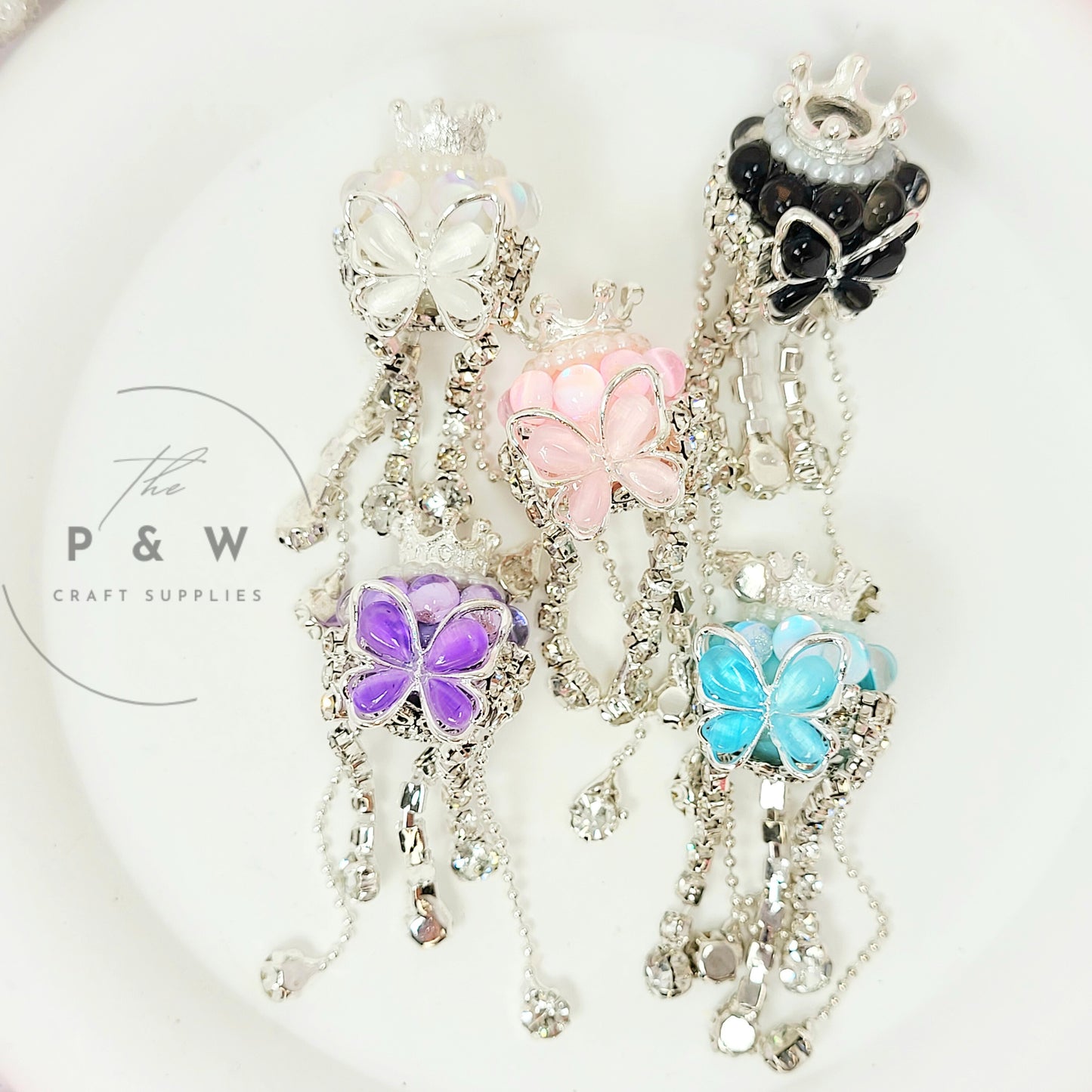 N J1 - Butterfly Crown Tassel Beads